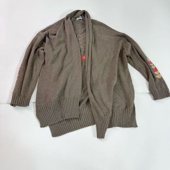 27 Miles Malibu Sweater Womens Small Brown Open Front Knit Aztec Shawl Collar - Picture 2 of 8
